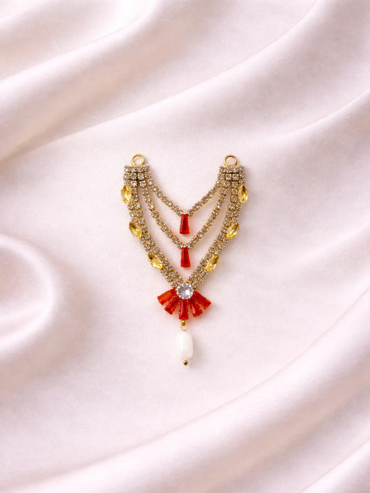 3 layer orange Laddu Gopal jewellery for festive royal shringar