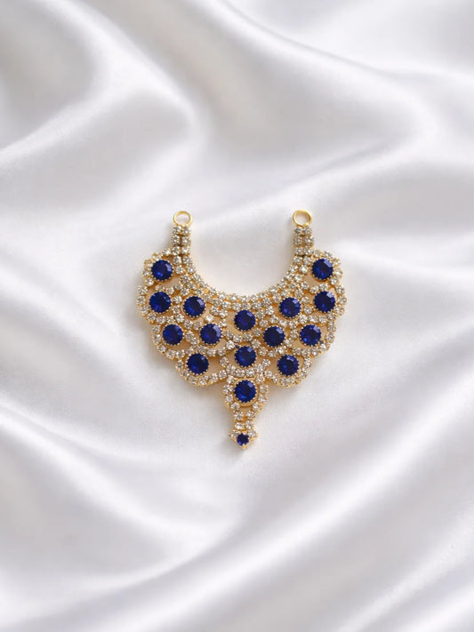 Blue stone Jerken necklace for deity with elegant design for divine shringar