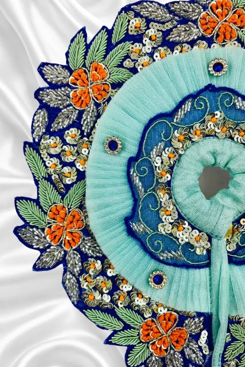 Blue zari work Laddu Gopal dress handcrafted festive shringar poshak