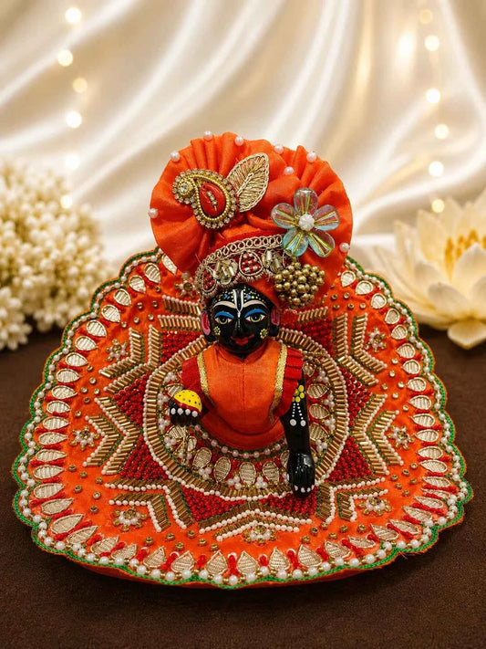 Orange Zardozi & Moti Work Laddu Gopal Poshak
