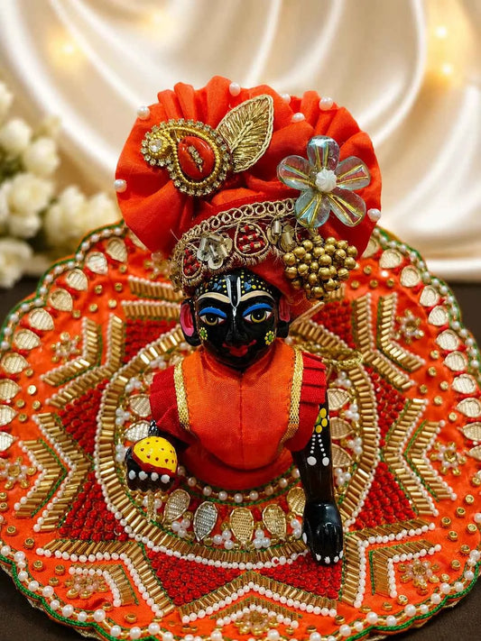 Orange Zardozi & Moti Work Laddu Gopal Poshak