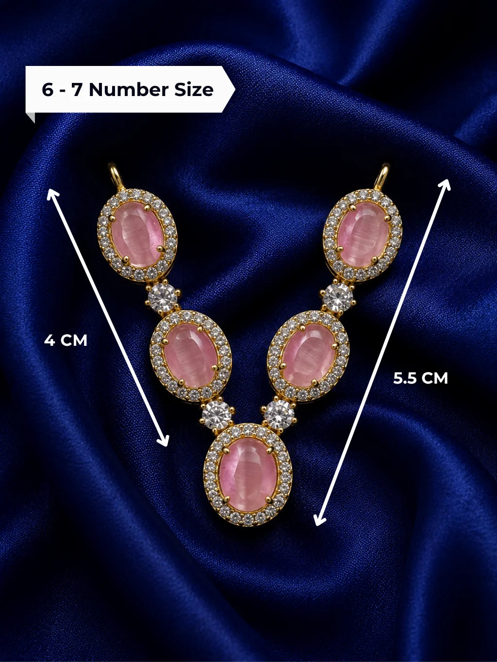 Premium gold touch oval pastel pink gemstone collar necklace with sparkling AD crystals for Laddu Gopal Ji