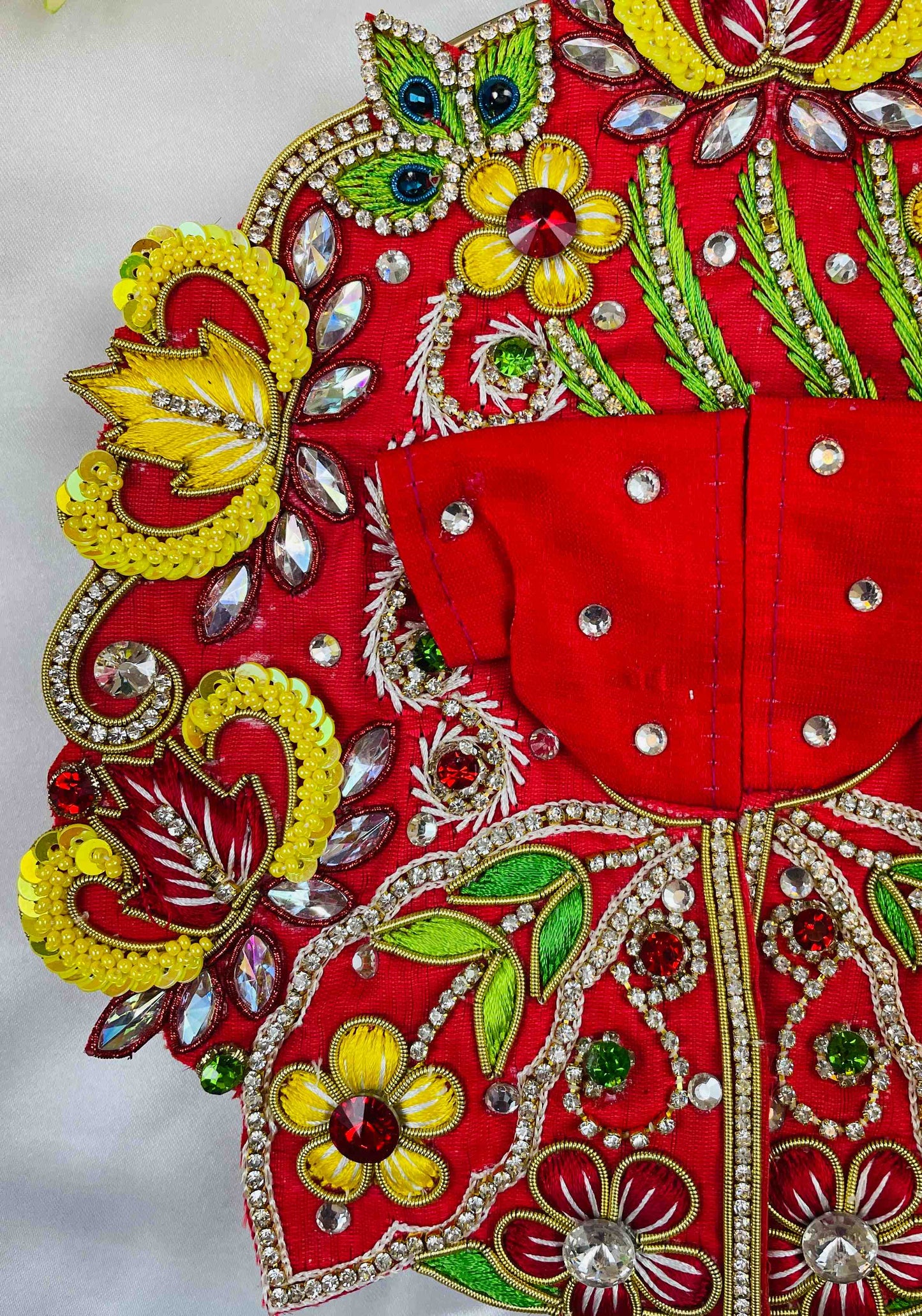 Divine Red & Yellow Zari Work Laddu Gopal Dress 1