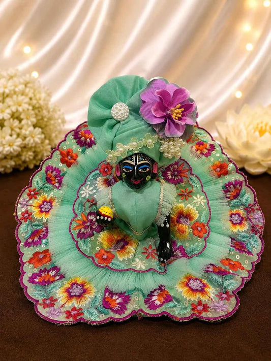 Double-Layered Floral Embroidery Laddu Gopal Poshak