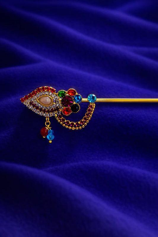Elegant Laddu Gopal Flute- Royal Red Crystal