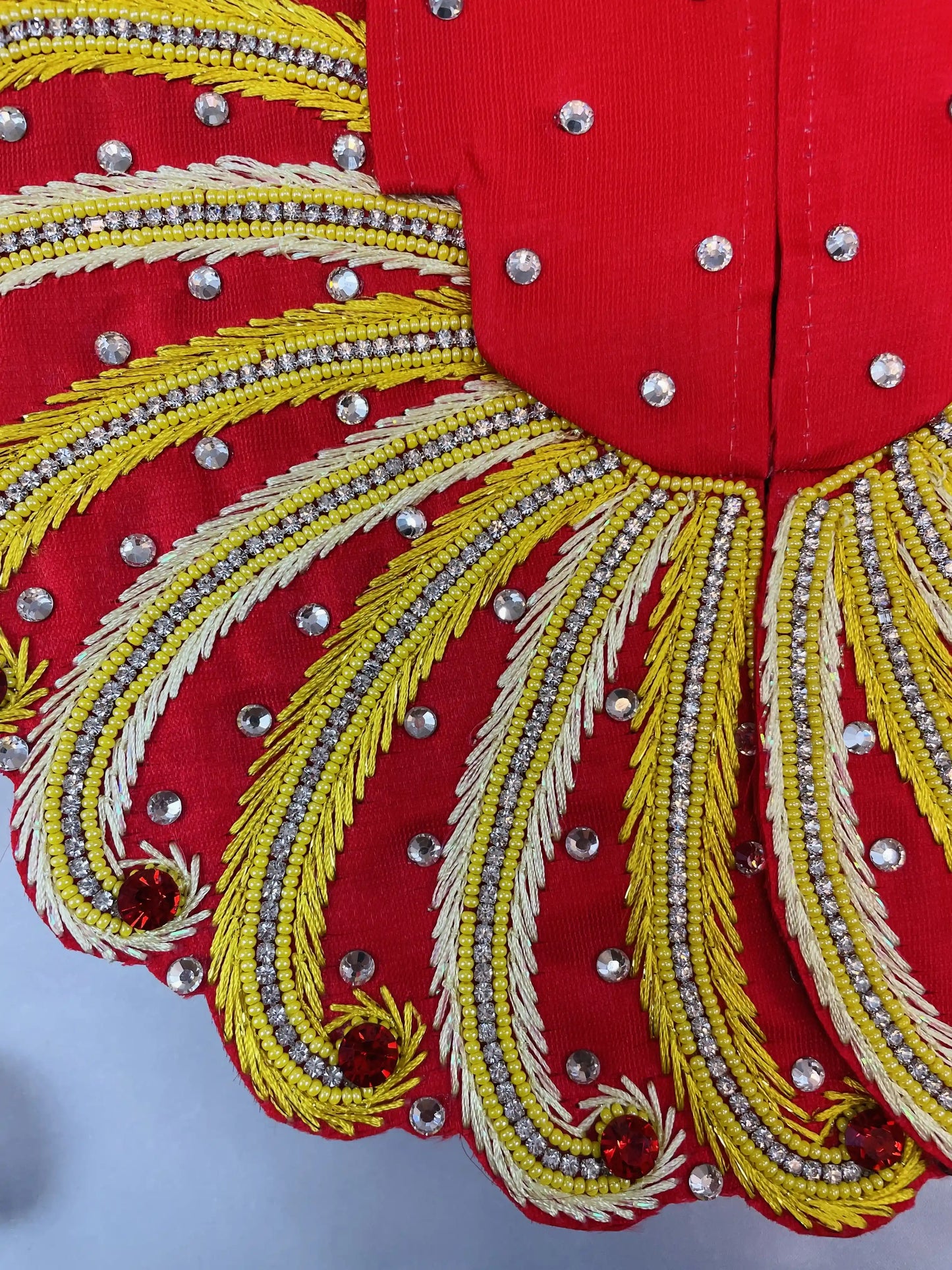 Embroidery Red & Yellow Zari Work Dress for Laddu Gopal 3