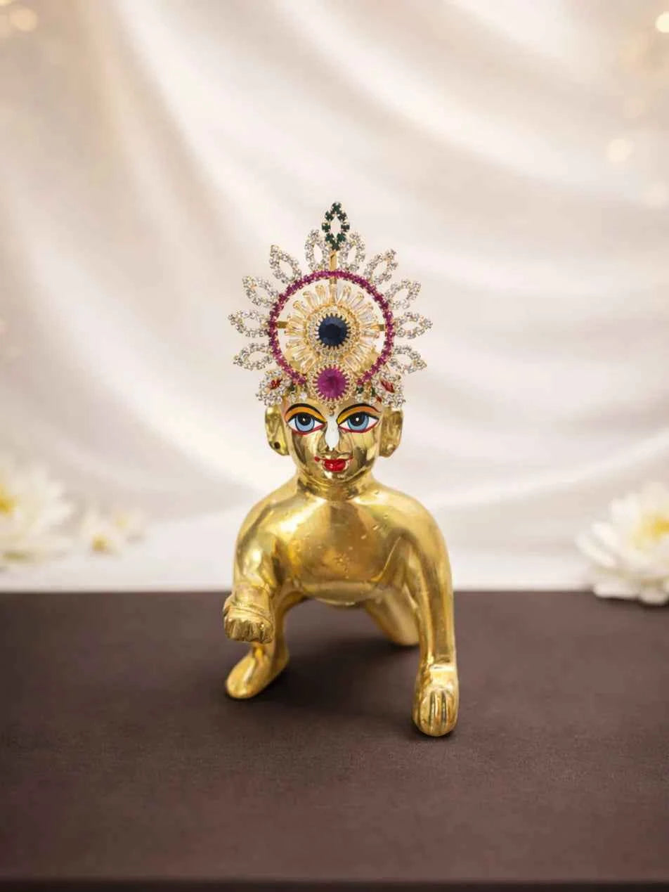 Emerald Pink Sunburst Mukut for Deity