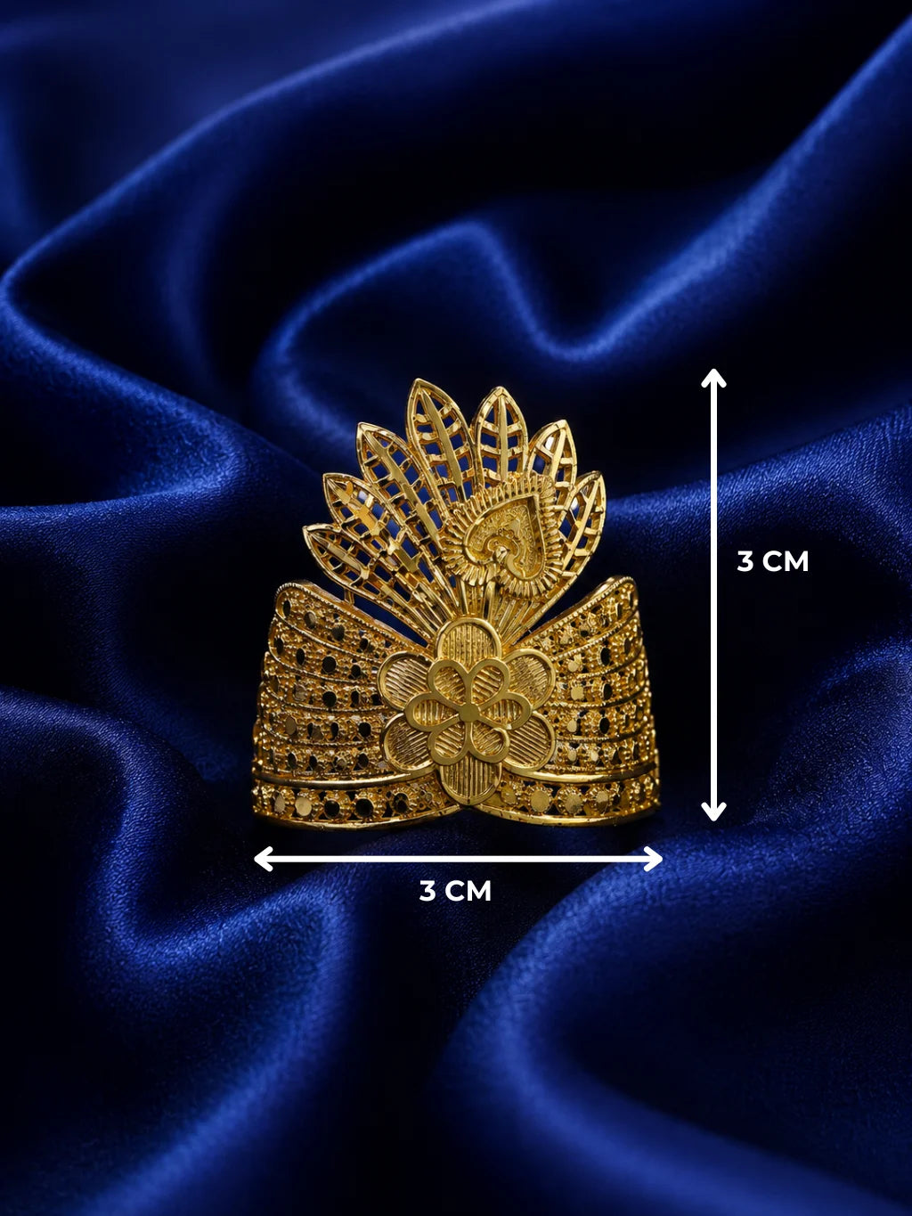 Gold-plated peacock mukut crown for deity with elegant peacock-inspired design