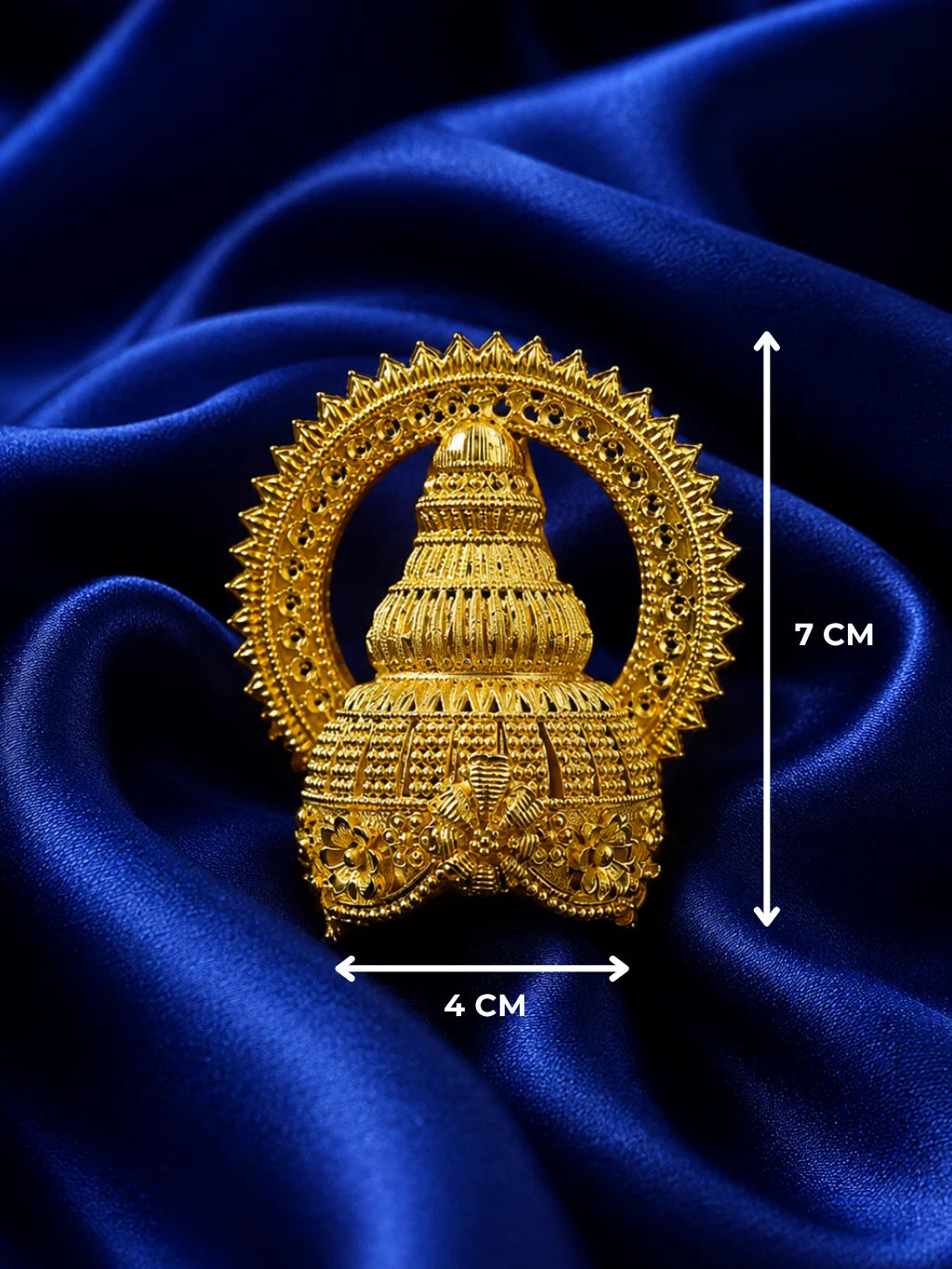 Gold-Plated Traditional Mukut for Deity