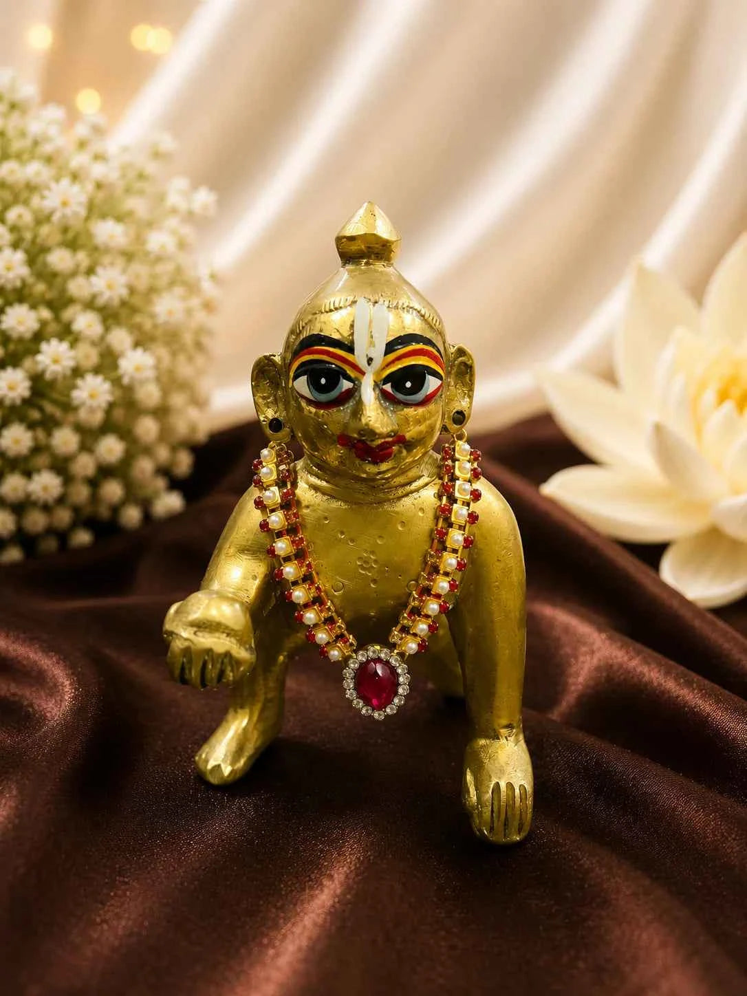 Indraneel Pearl AD Necklace for Deity (Set of 3)