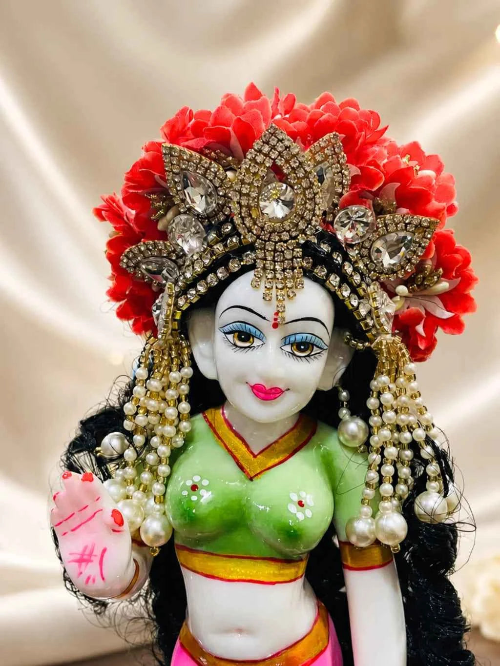 Kritima Mukut with Hair for Radha Rani