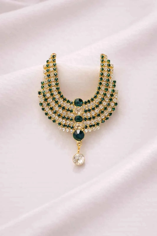 Laddu Gopal Jewellery – 4 Layer Green & Sliver Necklace