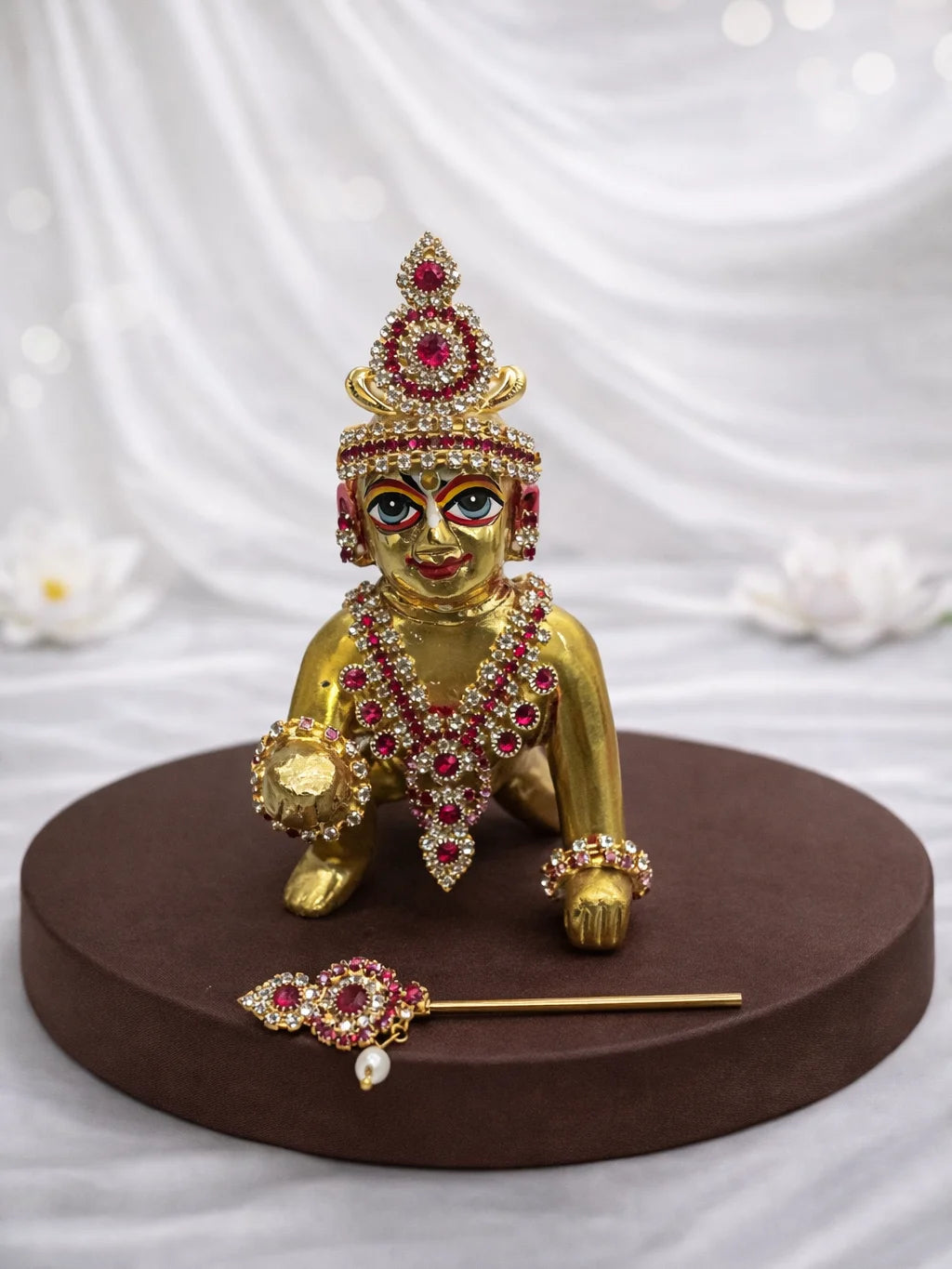 Magenta Mukut Mala Set for Laddu Gopal