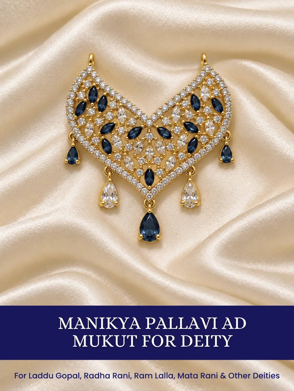 Manikya Pallavi AD Necklace for Deity with ruby-inspired ornamental styling and sparkling American Diamond detailing