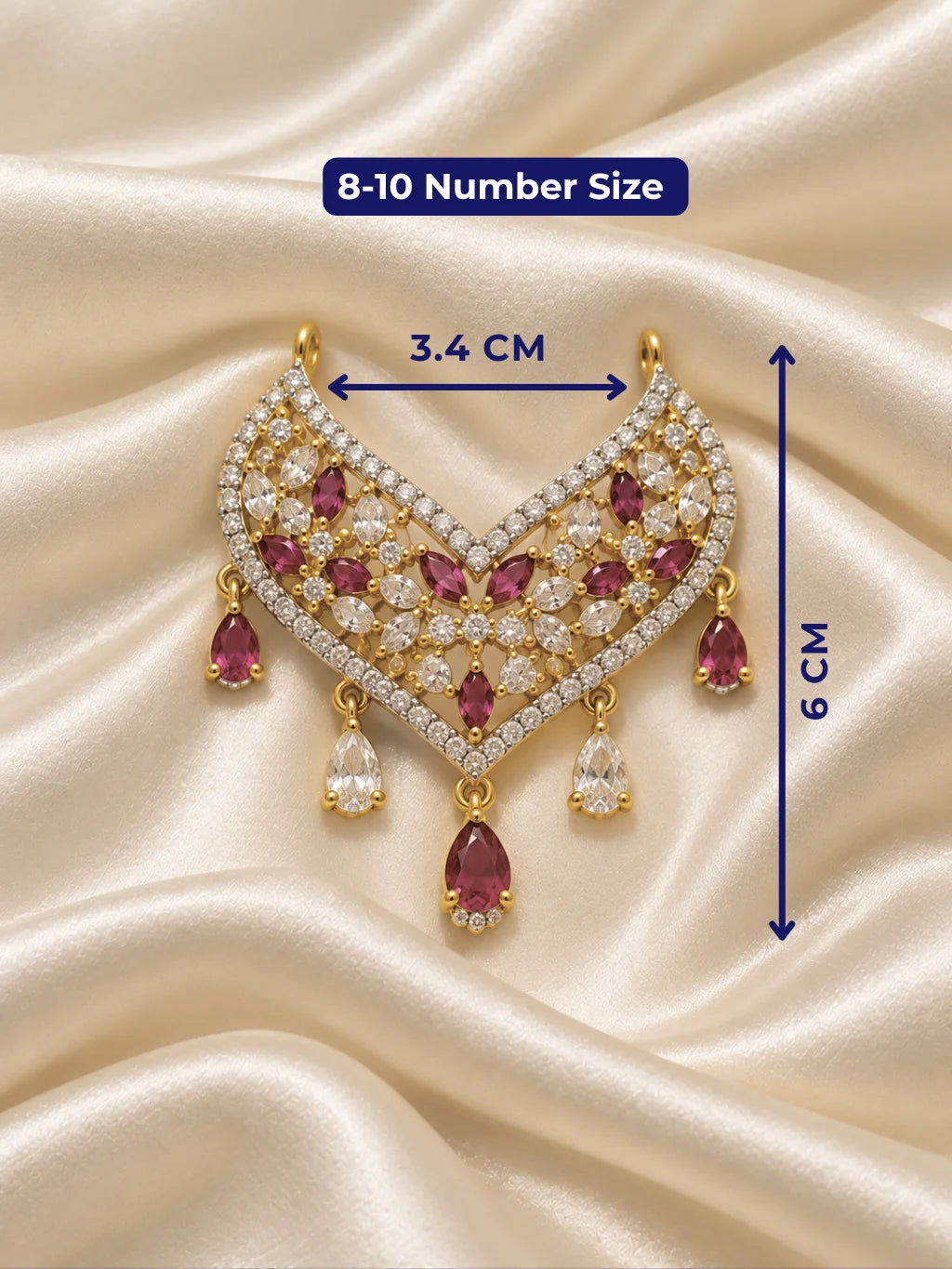 Manikya Pallavi AD Necklace for Deity with ruby-inspired ornamental styling and sparkling American Diamond detailing