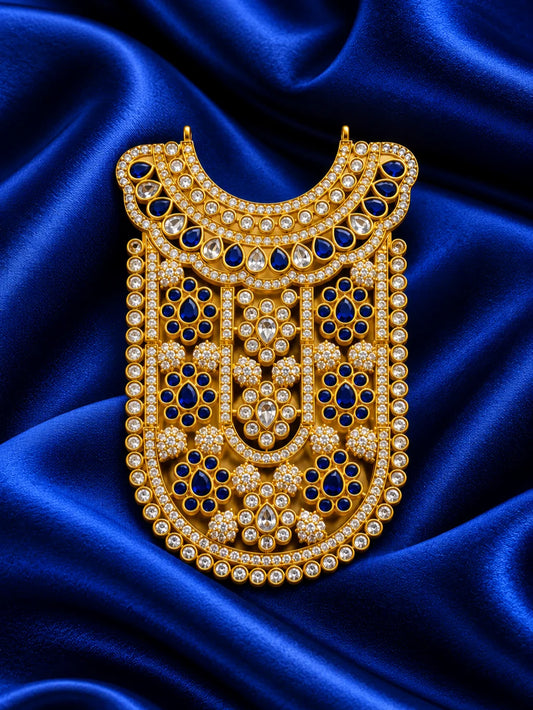 Manikya Rajshree AD Necklace for Deity with ruby-inspired accents and sparkling American Diamond detailing