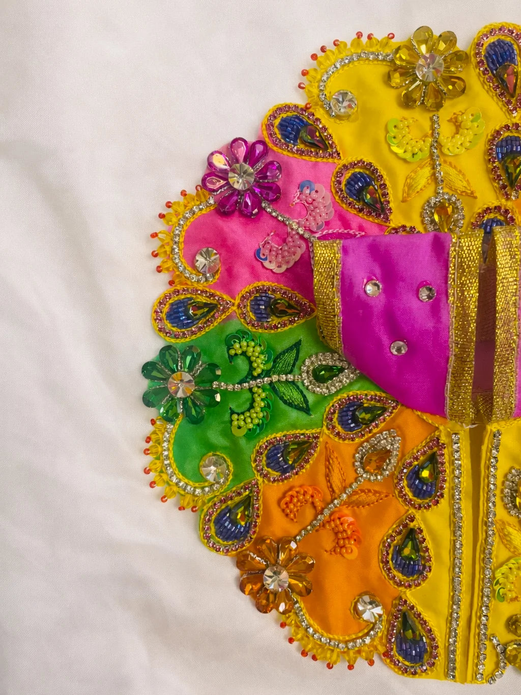 Multicolor Laddu Gopal dress with heavy stone work for royal shringar