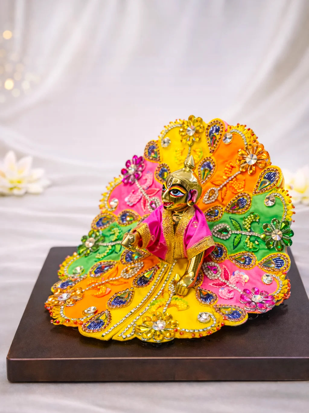 Multicolor Laddu Gopal dress with heavy stone work for royal shringar