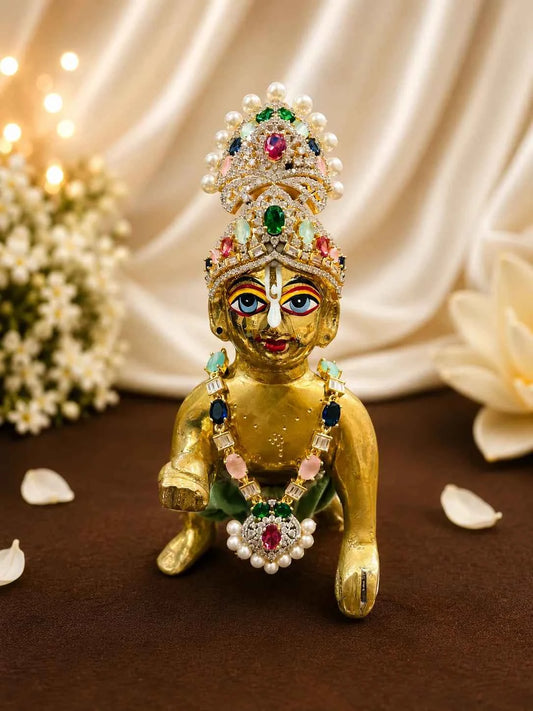 Handcrafted Meenakari & Pearl Mala Shringar Set for Deity