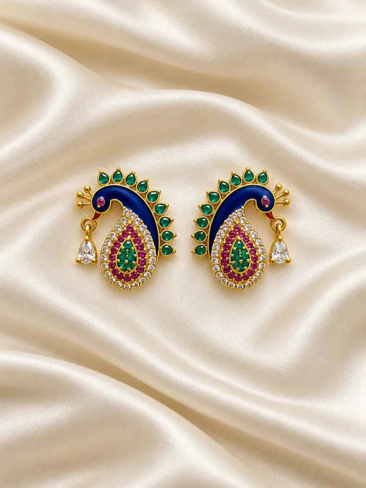 Neel Mayuri AD Earrings for Deity