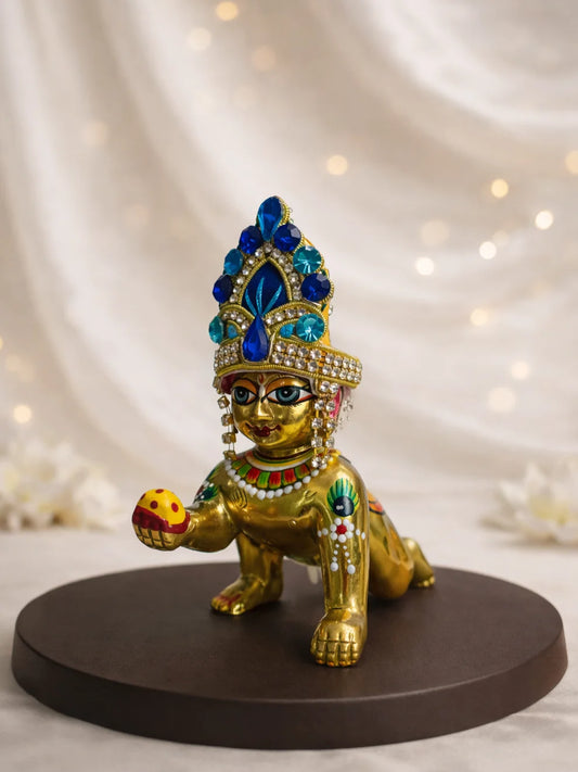 Neel Ratna mukut for deity with royal blue stone crown design