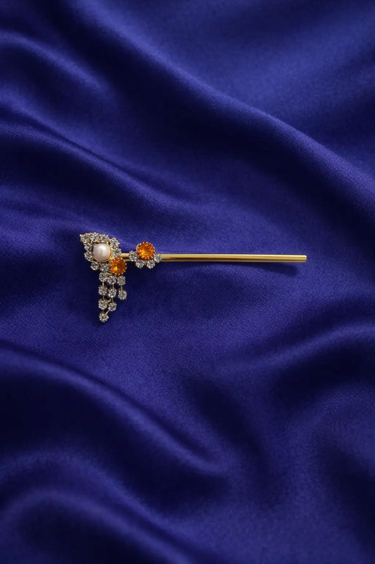 Orange stone work Laddu Gopal basuri designer Krishna flute