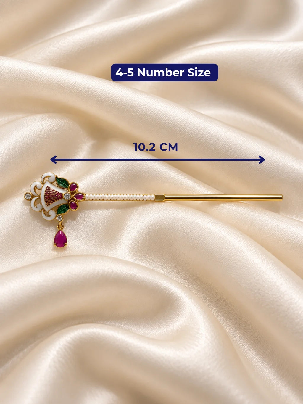 Padma Pallavi Gold Plated Bansuri for Deity featuring elegant lotus-inspired ornamental styling and a traditional gold-plated finish for Laddu Gopal and Krishna Ji shringar.