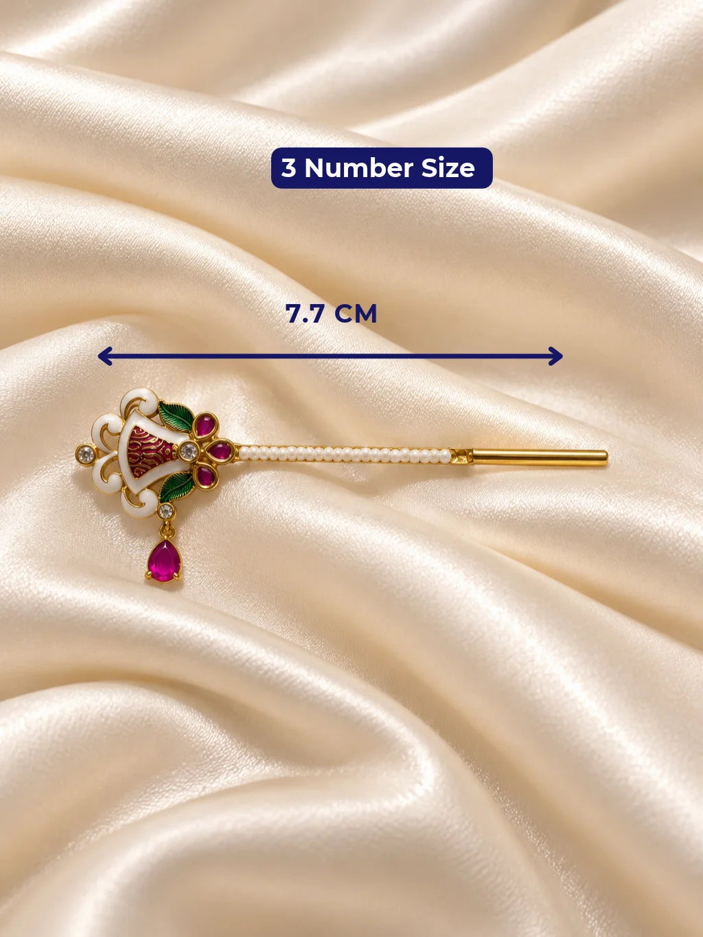 Padma Pallavi Gold Plated Bansuri for Deity featuring elegant lotus-inspired ornamental styling and a traditional gold-plated finish for Laddu Gopal and Krishna Ji shringar.