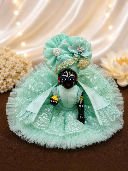 Pastel Floral Lace Net Laddu Gopal Poshak