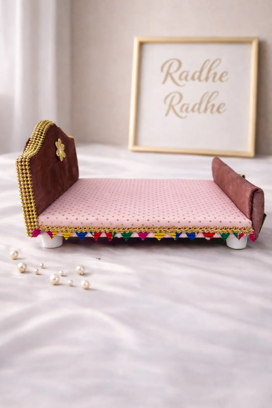 Pastel Pink Laddu Gopal Bed