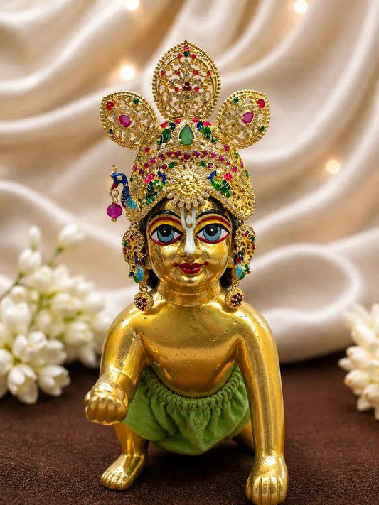 Peacock Rajkala Mukut with Attached Earrings
