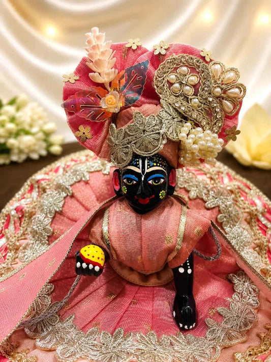 Pink Chanderi Silk Laddu Gopal Dress