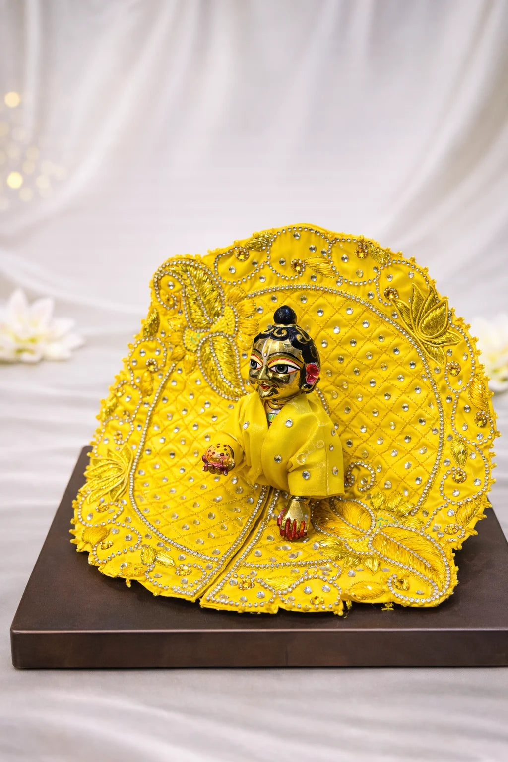 Premium yellow Laddu Gopal dress elegant festive shringar poshak