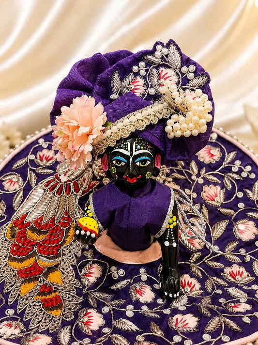 Purple Peacock Embroidery Laddu Gopal Poshak