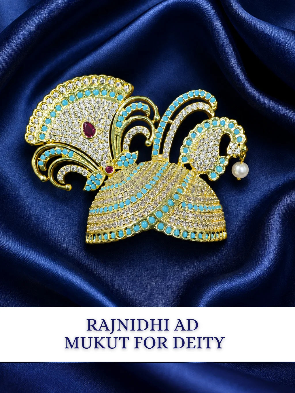 Rajnidhi AD Mukut for Laddu Gopal with sparkling American Diamond stones and premium handcrafted design