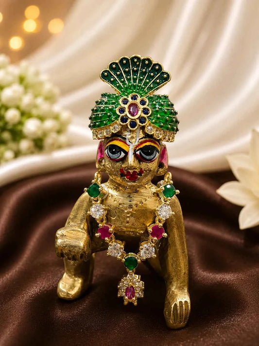 Raktima AD Necklace & Mukut Set for Deity