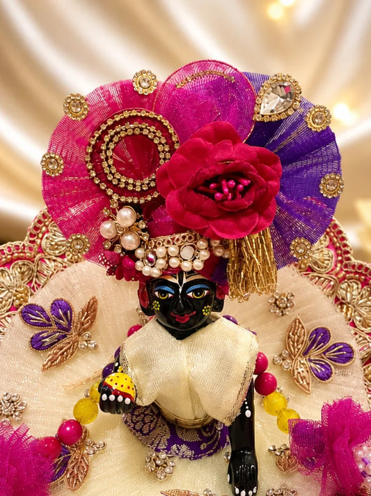 Rani Purple Poshak deity dress for Laddu Gopal shringar