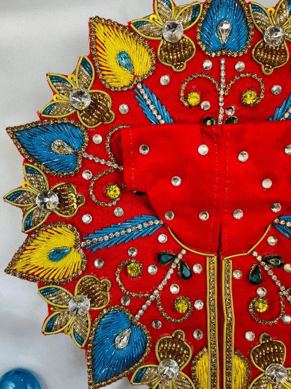 Red, Blue & Yellow Zari Work Laddu Gopal Dress