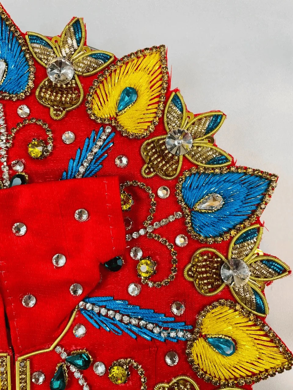 Red, Blue & Yellow Zari Work Laddu Gopal Dress