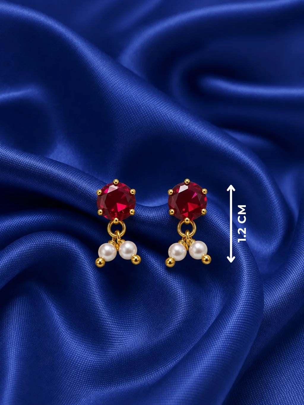 Ruby Pearl Drop Earrings for Laddu Gopal