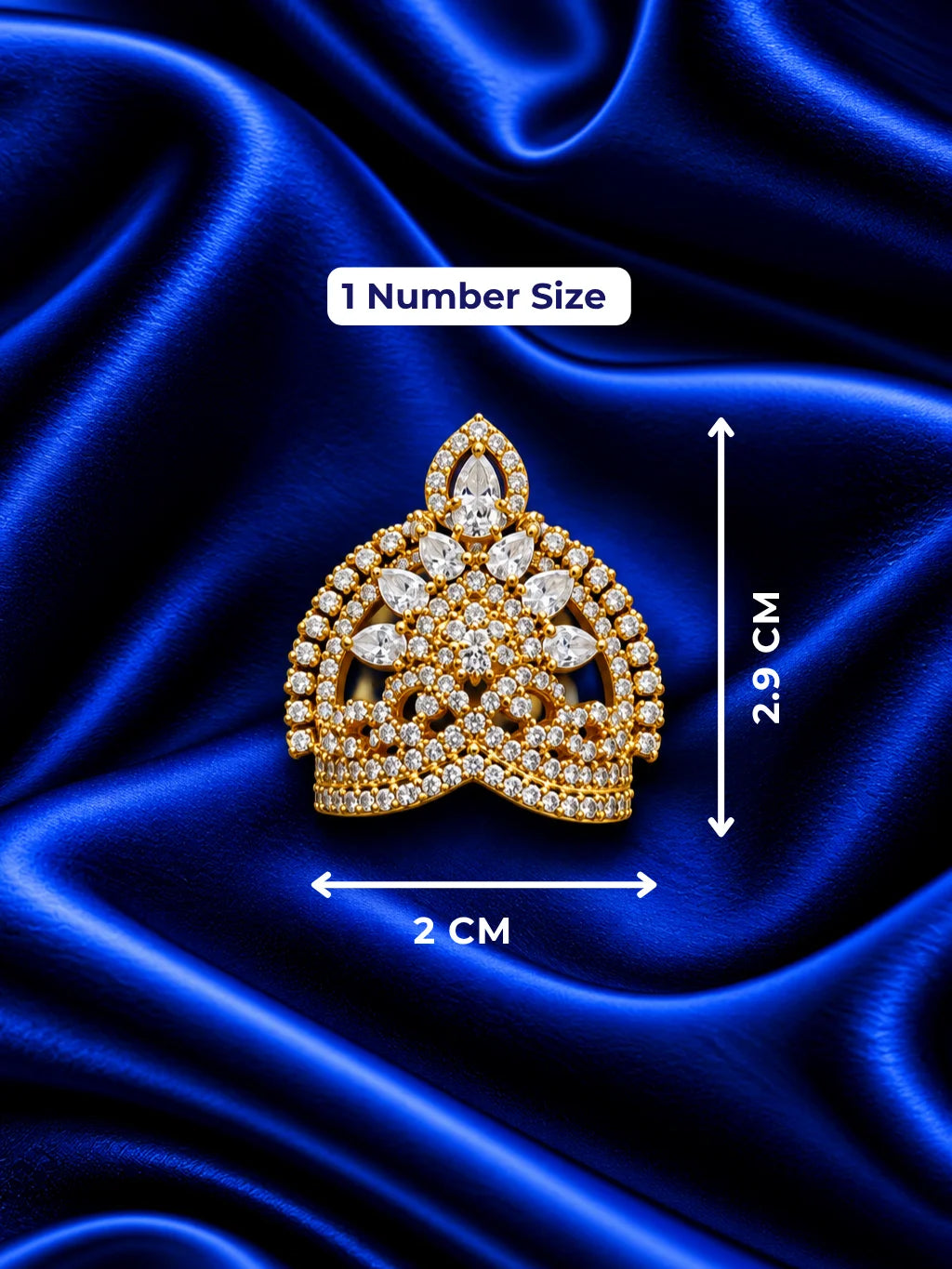 Shwet Kamal AD Mukut for Deity with white lotus-inspired design and sparkling American Diamond detailing