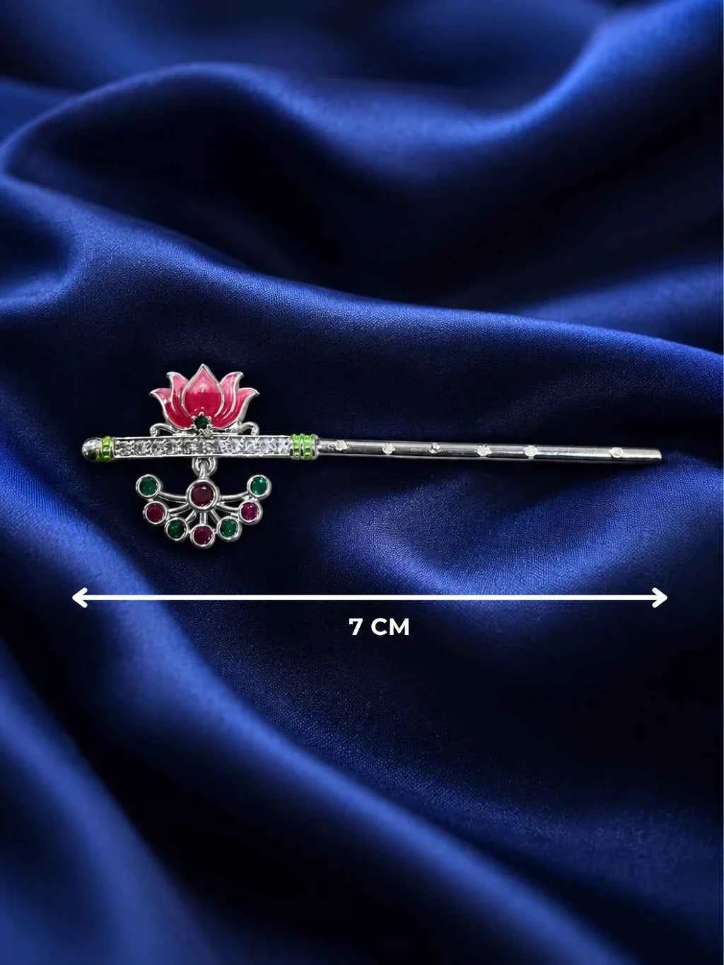 Silver-Plated Meenakari Lotus Bansuri