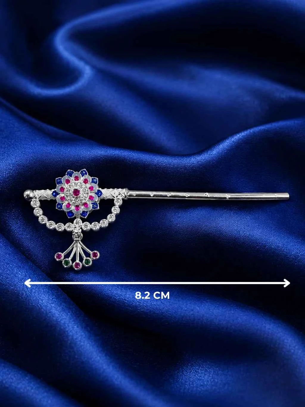 Silver Meenakari Flower-Crested Flute