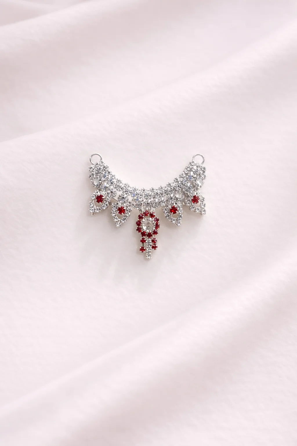 Silver red stone Laddu Gopal jewellery necklace for Thakur Ji shringar