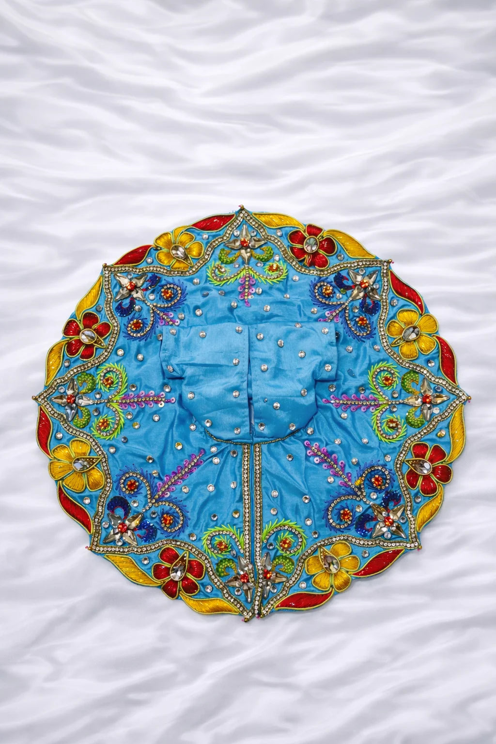 Sky blue multicolor stone work Laddu Gopal dress premium festive shringar