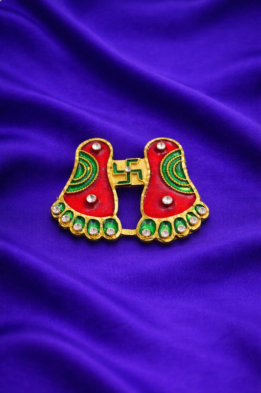 Designer stone work Laxmi ji charan shringar for divine paduka worship