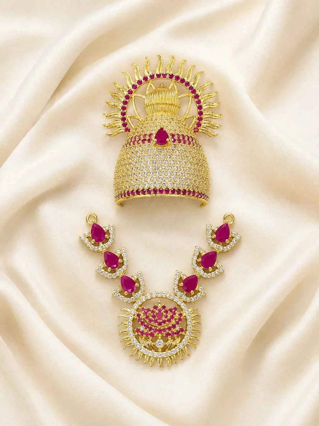 Surya Mahal AD Jewellery Set for Deity