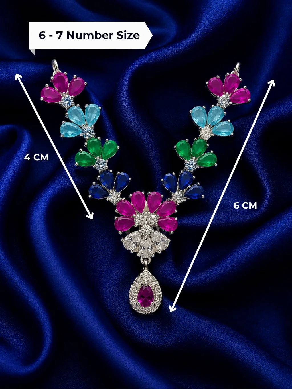 Premium gold touch multicolor rainbow floral AD stone necklace garland for Laddu Gopal Ji deity