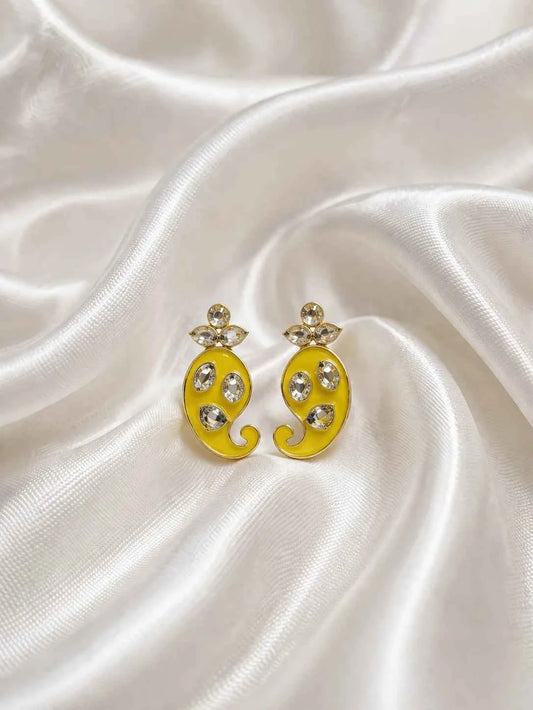 Yellow AD Designer Earrings for Deity