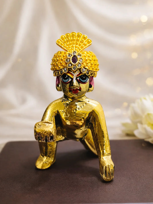 Yellow Jadau Laddu Gopal Mukut